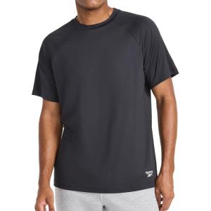 imageReebok Mens Sonic Bolt Raglan Crewneck TShirt Standard Fit Lightweight Cool Touch Jersey FabricBlack Heather