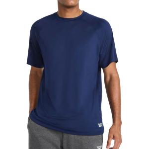 imageReebok Mens Sonic Bolt Raglan Crewneck TShirt Standard Fit Lightweight Cool Touch Jersey FabricVector Navy
