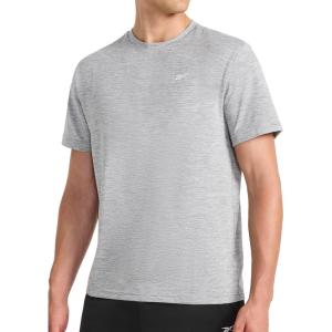 imageReebok Mens Strike Short Sleeve Crewneck TShirt Standard Fit Lightweight Stretch Poly Jersey FabricMedium Grey Heather