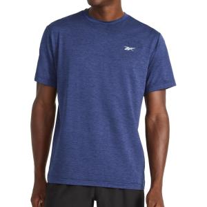 imageReebok Mens Strike Short Sleeve Crewneck TShirt Standard Fit Lightweight Stretch Poly Jersey FabricVector Navy Heather