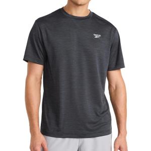 imageReebok Mens Trophy Short Sleeve Crewneck TShirt Standard Fit Breathable Stretch Poly Jersey Knit FabricBlack Heather