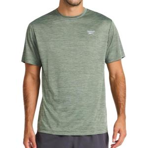 imageReebok Mens Trophy Short Sleeve Crewneck TShirt Standard Fit Breathable Stretch Poly Jersey Knit FabricDuck Green Heather
