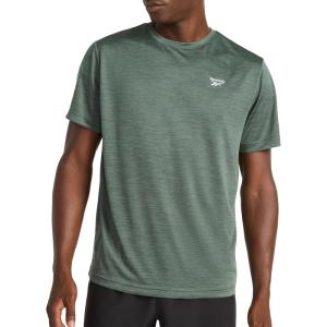 imageReebok Mens Trophy Short Sleeve Crewneck TShirt Standard Fit Breathable Stretch Poly Jersey Knit FabricGrit Green Heather