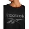 imageReebok Womens Lockup Striped Cropped Crewneck TShirtBlack