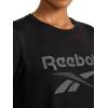 imageReebok Womens Lockup Striped Cropped Crewneck TShirtBlack