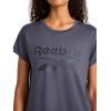 imageReebok Womens Lockup Striped Cropped Crewneck TShirtIndia Ink