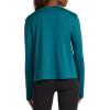 imageReebok Womens Long Sleeve Crewneck Top Standard Fit Lightweight Stretch Poly Marled Jersey FabricRetro Teal