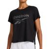 imageReebok Womens Lockup Striped Cropped Crewneck TShirtBlack