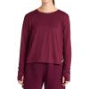 imageReebok Womens Long Sleeve Crewneck Top Standard Fit Lightweight Stretch Poly Marled Jersey FabricBlack Cherry