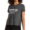 imageReebok Womens OffRegister Lock Up Glow Crewneck TShirtBlack Heather