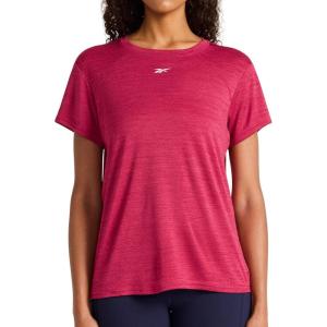 imageReebok Womens Id Train Crewneck TShirt Standard Fit Lightweight Poly Jersey Fabric MoistureWickingVector Very Berry Heather