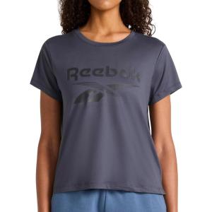 imageReebok Womens Lockup Striped Cropped Crewneck TShirtIndia Ink