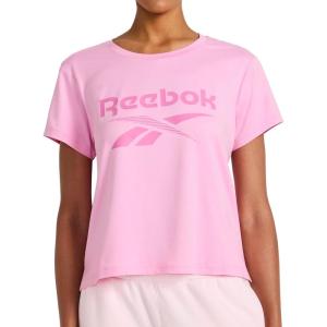 imageReebok Womens Lockup Striped Cropped Crewneck TShirtLilac Chiffon