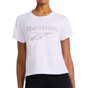 imageReebok Womens Lockup Striped Cropped Crewneck TShirtStark White