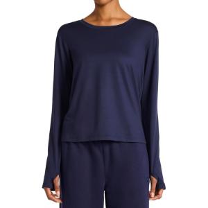 imageReebok Womens Long Sleeve Crewneck Top Standard Fit Lightweight Stretch Poly Marled Jersey FabricVector Navy