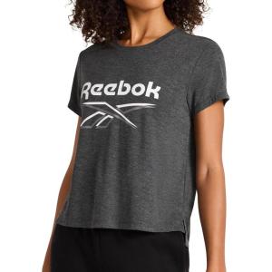 imageReebok Womens OffRegister Lock Up Glow Crewneck TShirtBlack Heather