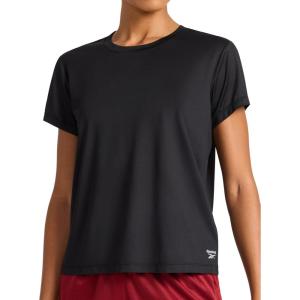 imageReebok Womens Weightless Short Sleeve Mesh Crewneck TShirt Standard Fit Stretch Poly FabricBlack