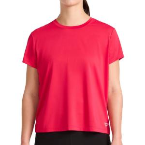 imageReebok Womens Weightless Short Sleeve Mesh Crewneck TShirt Standard Fit Stretch Poly FabricLove Potion