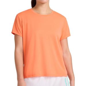 imageReebok Womens Weightless Short Sleeve Mesh Crewneck TShirt Standard Fit Stretch Poly FabricPersimmon