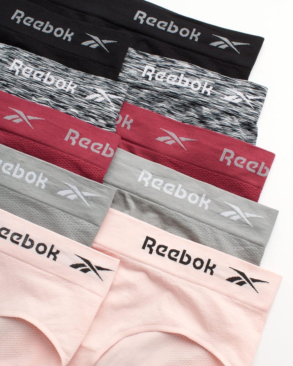 imageReebok Hipster Panties for Women  10 Pack Stretch Performance Seamless Underwear with Relaxed Tagless Waist Sizes SXLBlackBlack SpacedyeBurgundyHeather GreyRose Pink