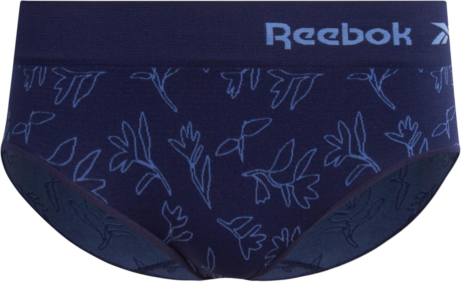 imageReebok Hipster Panties for Women  10 Pack Stretch Performance Seamless Underwear with Relaxed Tagless Waist Sizes SXLEvening BlueBlue LotusSharkskin Jacquard
