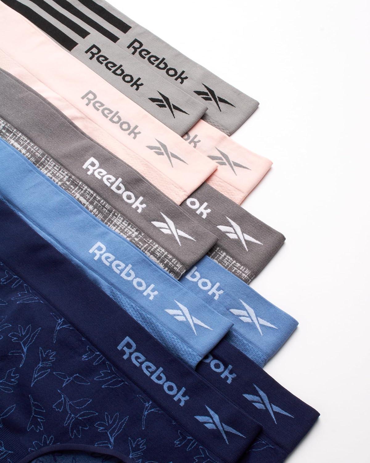 imageReebok Hipster Panties for Women  10 Pack Stretch Performance Seamless Underwear with Relaxed Tagless Waist Sizes SXLEvening BlueBlue LotusSharkskin Jacquard