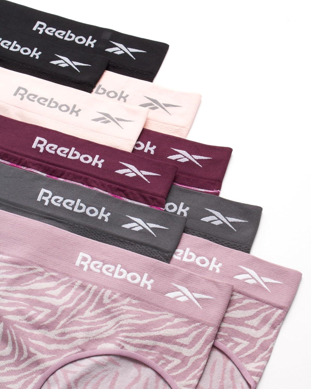 imageReebok Hipster Panties for Women  10 Pack Stretch Performance Seamless Underwear with Relaxed Tagless Waist Sizes SXLJacquard Blackened PearlLotus GrapewineStripeBlack