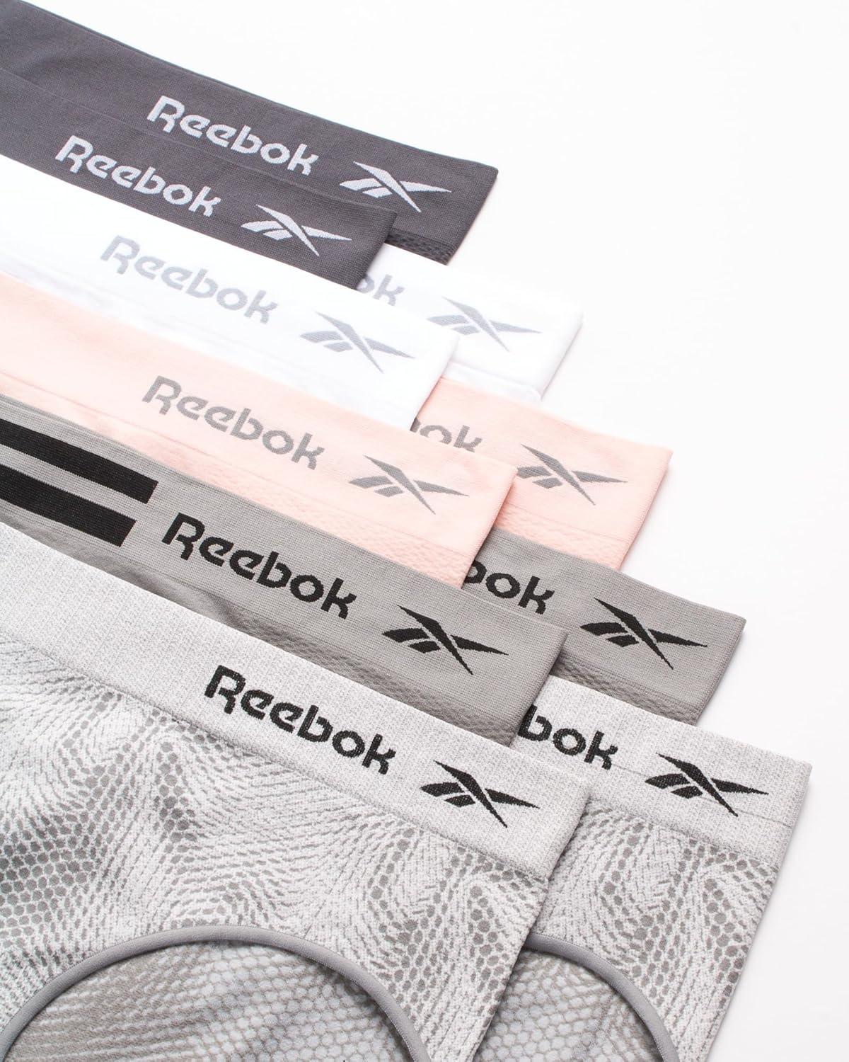 imageReebok Hipster Panties for Women  10 Pack Stretch Performance Seamless Underwear with Relaxed Tagless Waist Sizes SXLJacquard WhiteStripe Lotus BlackenedPearlsharkskin