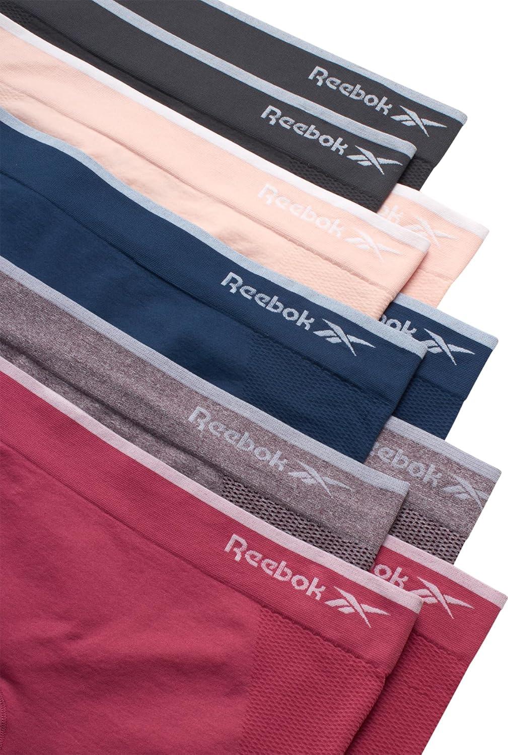 imageReebok Womens Boyshorts Underwear  10 Pack Stretch Performance Seamless Underwear for Women 4 Inseam Tagless WaistbandFoxgloveLotusFigDenimBlackened Pearl