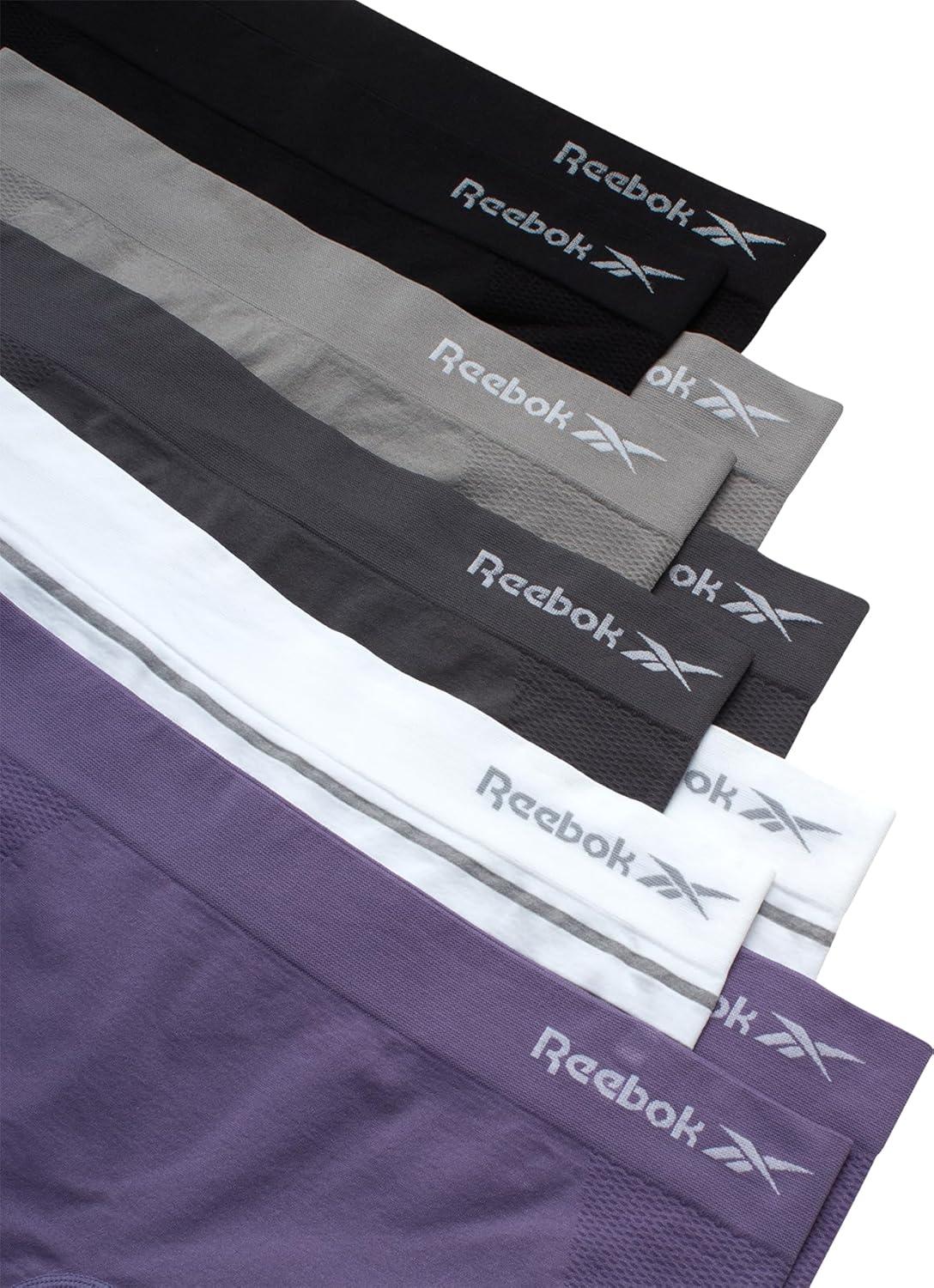imageReebok Womens Boyshorts Underwear  10 Pack Stretch Performance Seamless Underwear for Women 4 Inseam Tagless WaistbandWhite StripeCadetSharkskinBlackened PearlBlack
