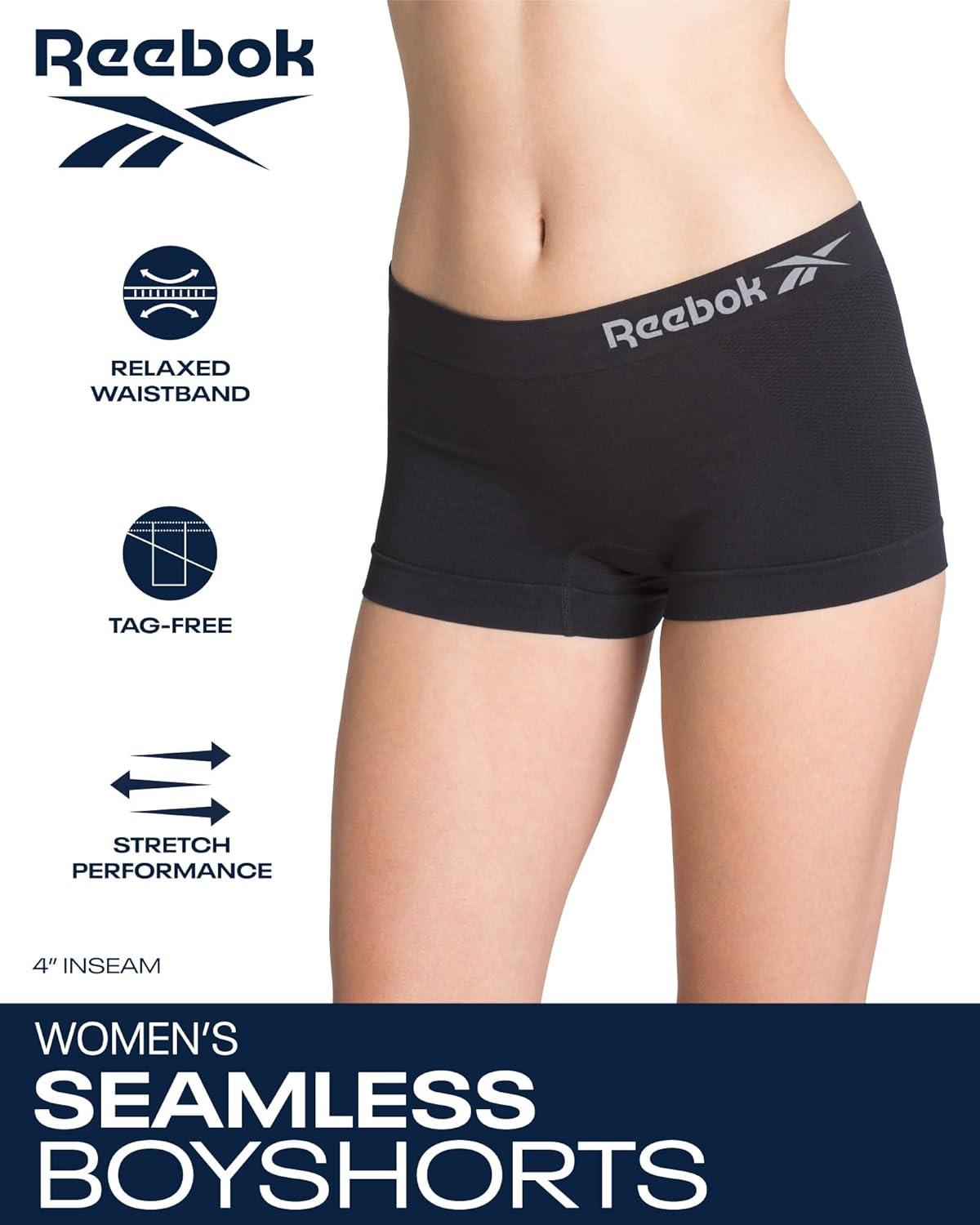 imageReebok Womens Boyshorts Underwear  8 Pack Stretch Performance Seamless Underwear for Women 4 Inseam with Tagless WaistbandSpacedyeBrownRose WineBrown Jacquard Seamless
