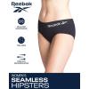 imageReebok Womens Hipster Underwear  6 Pack Soft Stretch Performance No Show Briefs Hipster Panties Seamless Underwear for WomenSharkskinFoxGloveBlack