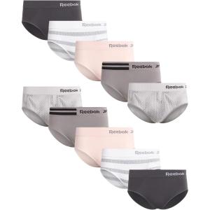 imageReebok Hipster Panties for Women  10 Pack Stretch Performance Seamless Underwear with Relaxed Tagless Waist Sizes SXLJacquard WhiteStripe Lotus BlackenedPearlsharkskin
