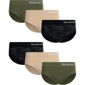 imageReebok Hipster Panties for Women  6 Pack Stretch Performance Seamless Underwear with Relaxed Tagless Waist SXLBlackCreamGreen