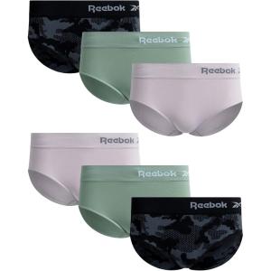 imageReebok Hipster Panties for Women  6 Pack Stretch Performance Seamless Underwear with Relaxed Tagless Waist SXLBlackGreenLily