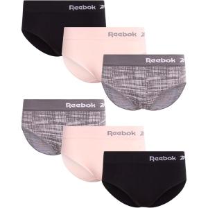 imageReebok Hipster Panties for Women  6 Pack Stretch Performance Seamless Underwear with Relaxed Tagless Waist SXLSharkskin JacquardLotusBlack