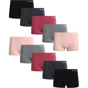 imageReebok Womens Boyshorts Underwear  10 Pack Stretch Performance Seamless Underwear for Women 4 Inseam Tagless WaistbandBlackened PearlLotusFoxgloveSharkskinBlack