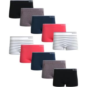 imageReebok Womens Boyshorts Underwear  10 Pack Stretch Performance Seamless Underwear for Women 4 Inseam Tagless WaistbandFigDenimCoralWhite StripeBlack