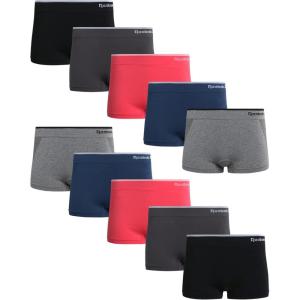 imageReebok Womens Boyshorts Underwear  10 Pack Stretch Performance Seamless Underwear for Women 4 Inseam Tagless WaistbandGreyDenimCoralBlackened PearlBlack