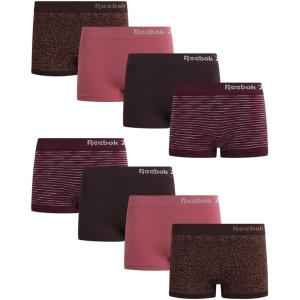 imageReebok Womens Boyshorts Underwear  8 Pack Stretch Performance Seamless Underwear for Women 4 Inseam with Tagless WaistbandSpacedyeBrownRose WineBrown Jacquard Seamless