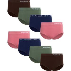 imageReebok Womens Briefs  8 Pack Soft Stretch Ribbed Knit High Waisted Brief Panties Seamless Underwear for WomenDark ForrestEvening BlueFoxgloveJava