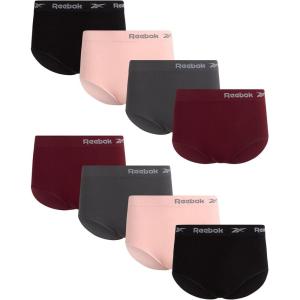 imageReebok Womens Briefs  8 Pack Soft Stretch Ribbed Knit High Waisted Brief Panties Seamless Underwear for WomenWineBlackened PearlLotusBlack