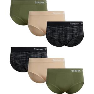 imageReebok Womens Hipster Underwear  3 Pack or 6 Pack Plus Size Performance Hipster Panties Seamless Underwear for Women 1X3XBlack JacquardIrish CreamGreen6pk