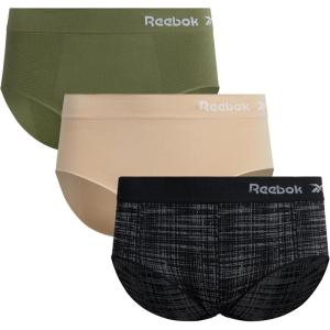 imageReebok Womens Hipster Underwear  3 Pack or 6 Pack Plus Size Performance Hipster Panties Seamless Underwear for Women 1X3XBlack JacquardIrish CreamGreen3pk