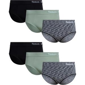 imageReebok Womens Hipster Underwear  3 Pack or 6 Pack Plus Size Performance Hipster Panties Seamless Underwear for Women 1X3XBlack SpacedyeBlackGreen6pk