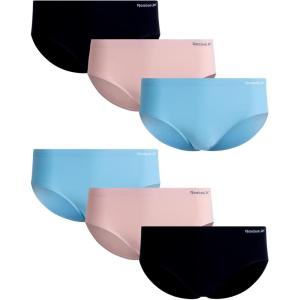 imageReebok Womens Hipster Underwear  6 Pack Soft Stretch Performance No Show Briefs Hipster Panties Seamless Underwear for WomenBlackLotusSky Blue