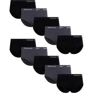 imageReebok Womens Plus Size Underwear Briefs  10 Pack Seamless High Waisted Underwear for Women Designed to Fit Your CurvesBlackBlackenedPearl