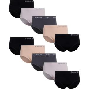 imageReebok Womens Plus Size Underwear Briefs  10 Pack Seamless High Waisted Underwear for Women Designed to Fit Your CurvesBlackRoseSharkskinTanBlack