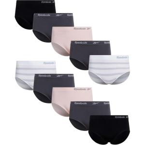 imageReebok Womens Plus Size Underwear Briefs  10 Pack Seamless High Waisted Underwear for Women Designed to Fit Your CurvesWhiteBlackLotusBlack