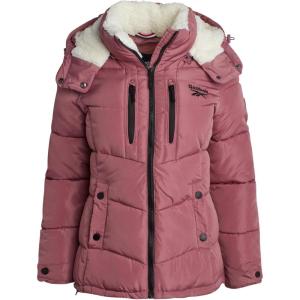 imageReebok Womens Puffer Jacket  Heavyweight Puffer Coat with Faux Fur Trim Hood  Outerwear Down Winter Jackets for WomenDusty Rose